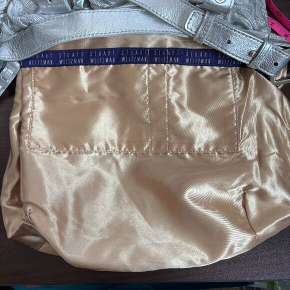 Stuart Weitzman Silver Hobo Shoulder Purse Satchel Luxury bag - Picture 7 of 10